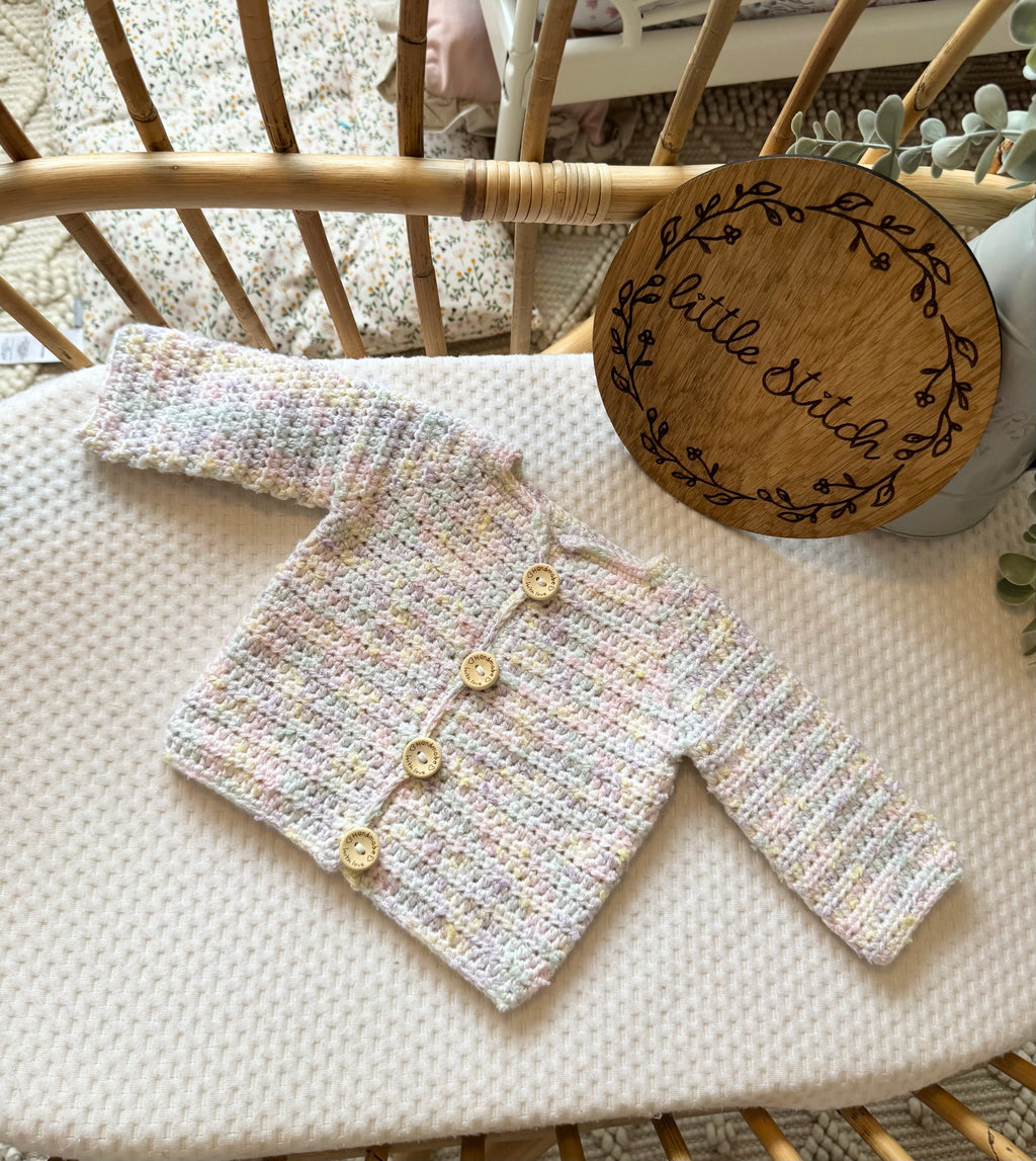 Pastel 3-6m handknitted cardigan