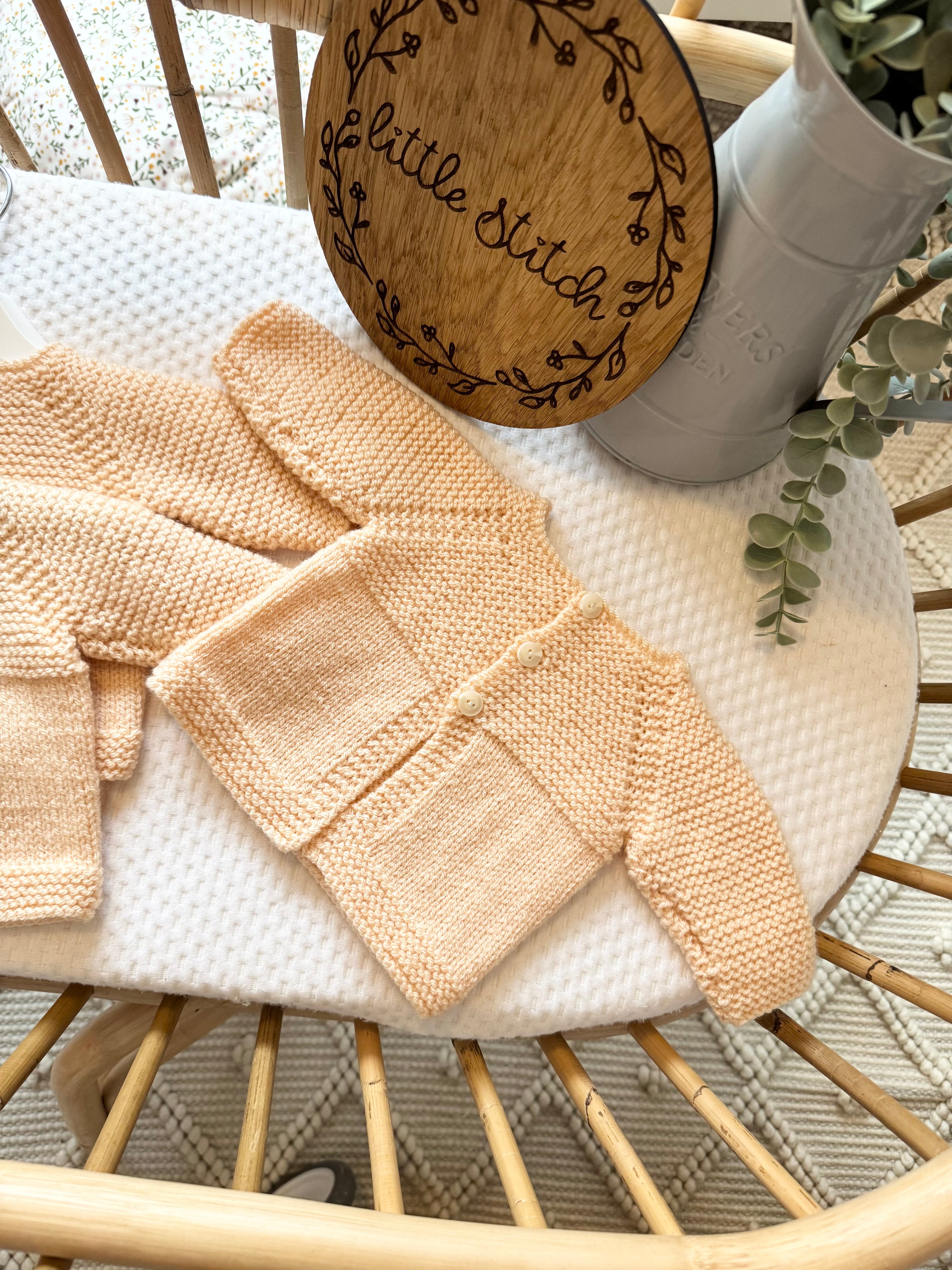 Newborn peach handknitted cardigan
