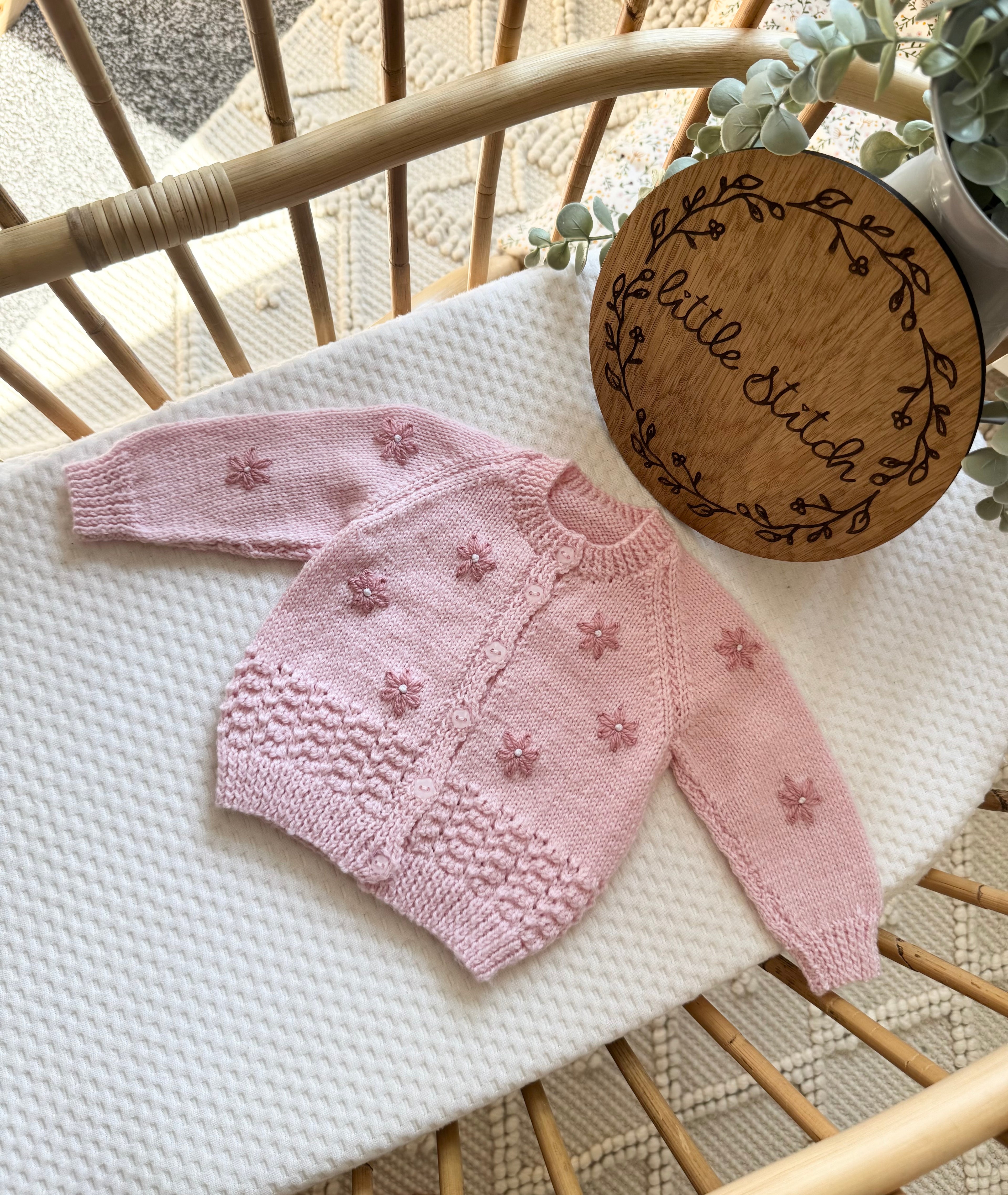 Floral cardigan 0-3m - ( NO NAME INCLUDED- add the extra listing for a name)