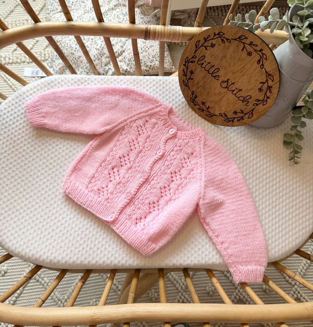 Pink 6-12m handknitted cardigan