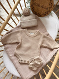 Beige 4 piece set - newborn romper - add name to notes