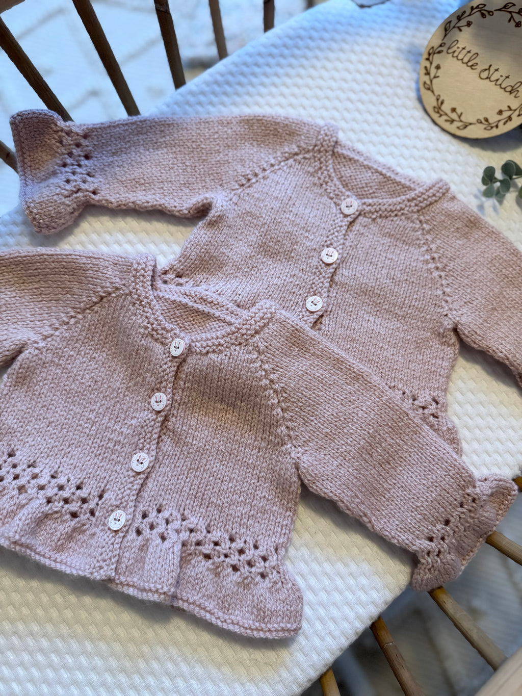 Pink 3-6m handknitted cardigan