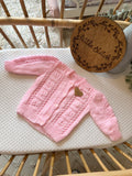 Pink 0-3m handknitted cardigan