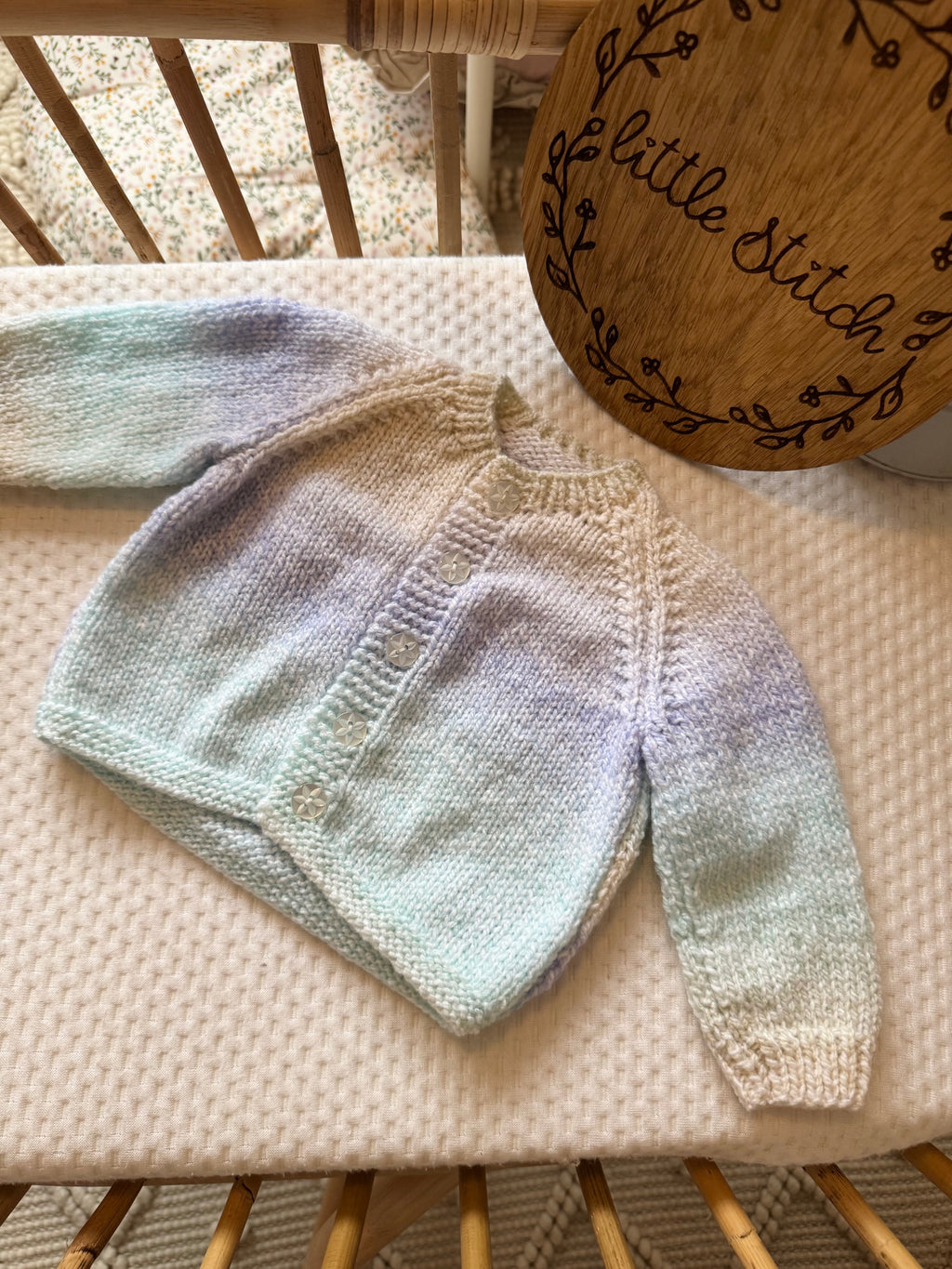 Pastel 3-6m handknitted cardigan