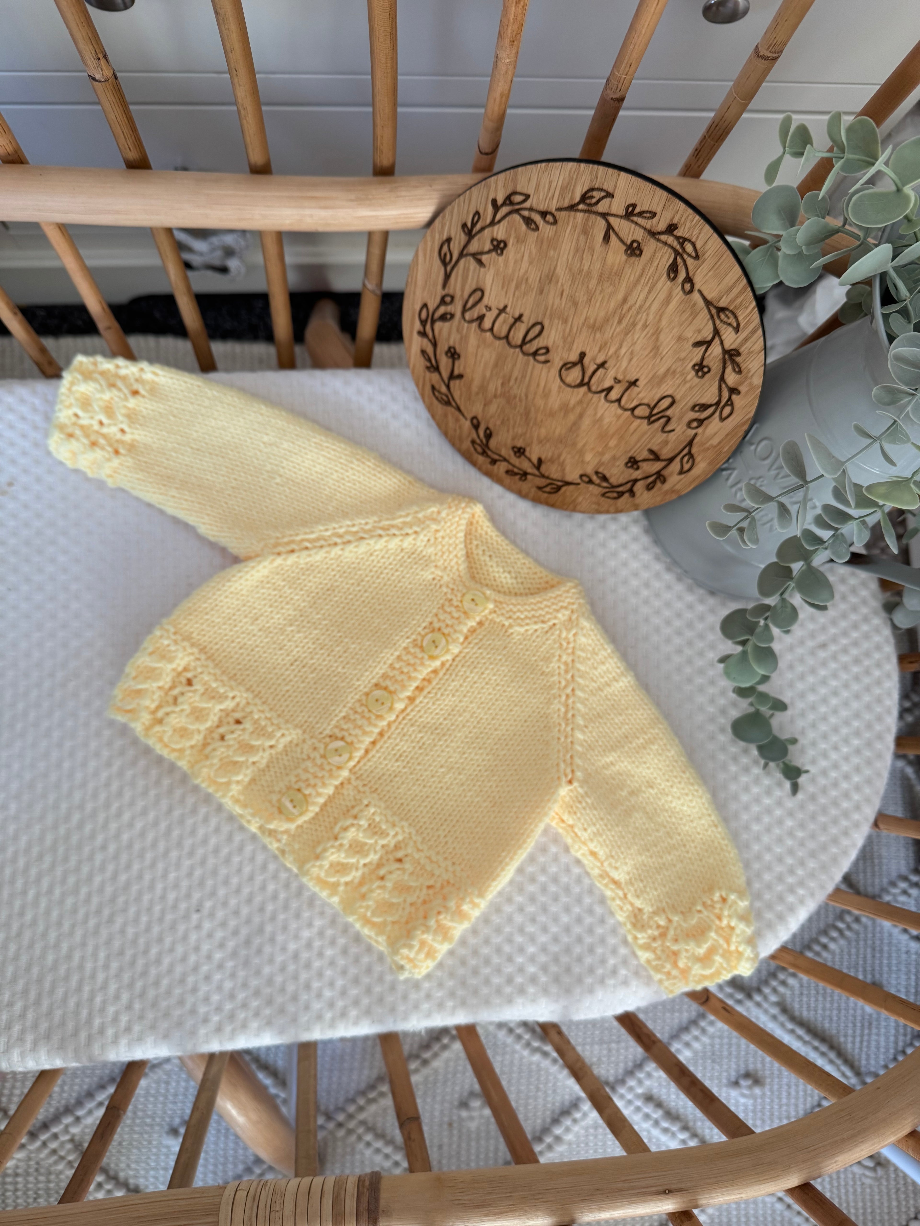 Yellow Hand knitted cardigan 0-3m