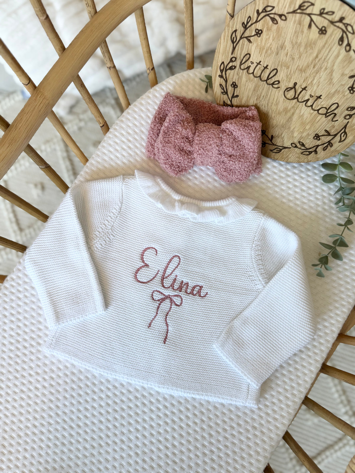 Name and bow cardigan
