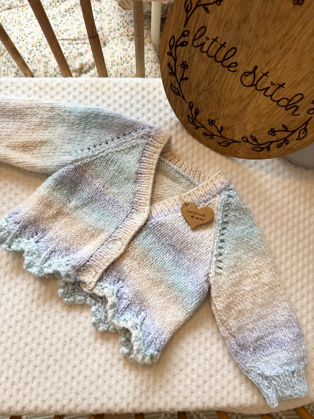 Pastel 0-3m handknitted cardigan