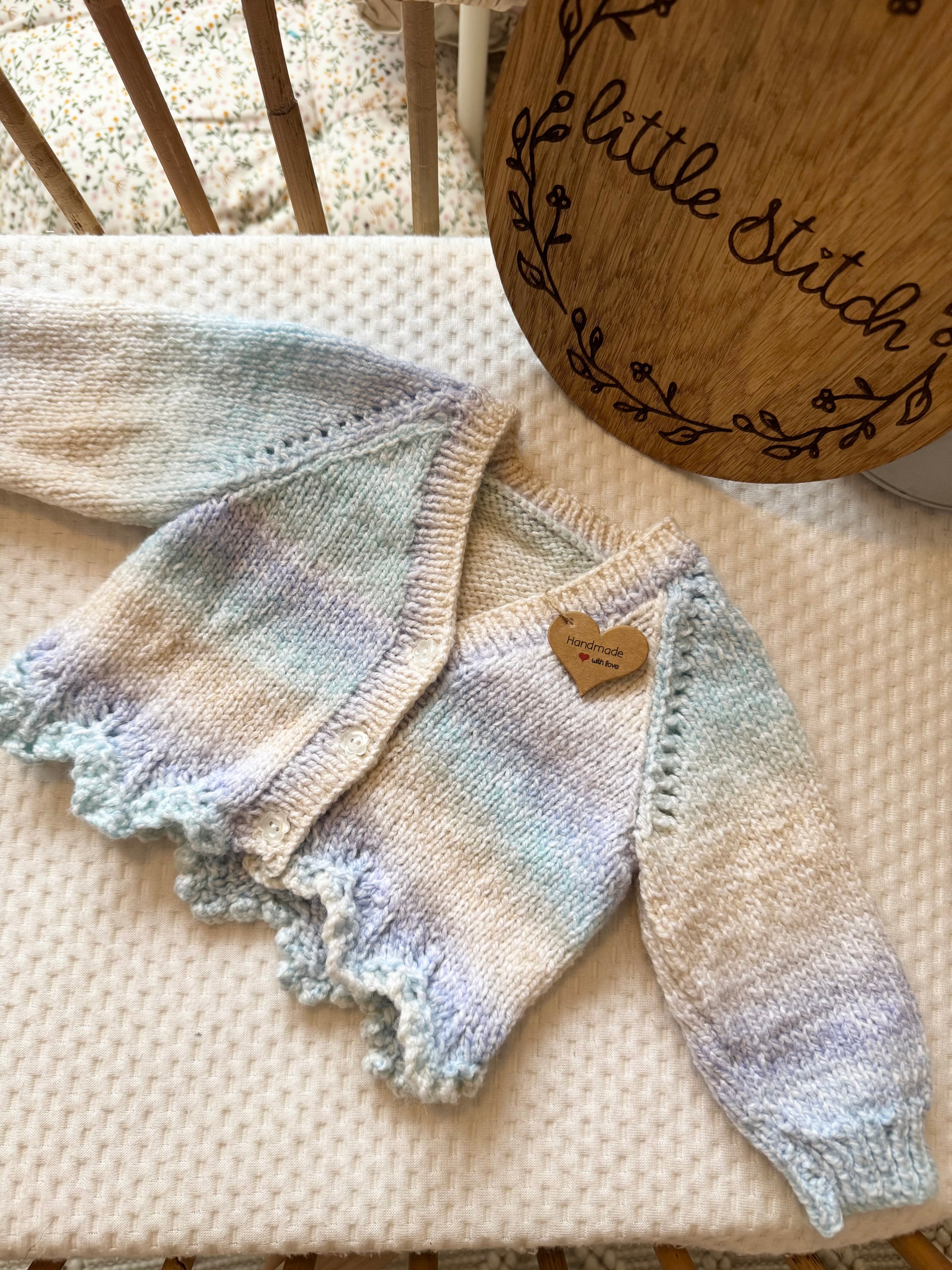 Pastel 0-3m handknitted cardigan