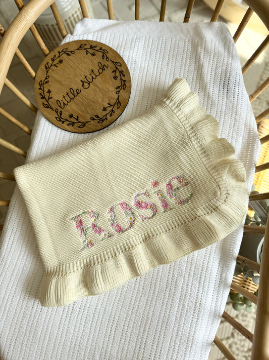 Frilly edge blanket - full floral name