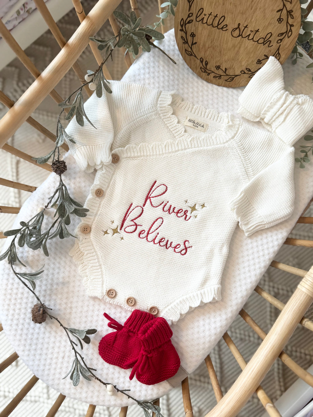 Christmas Believes scallop romper.