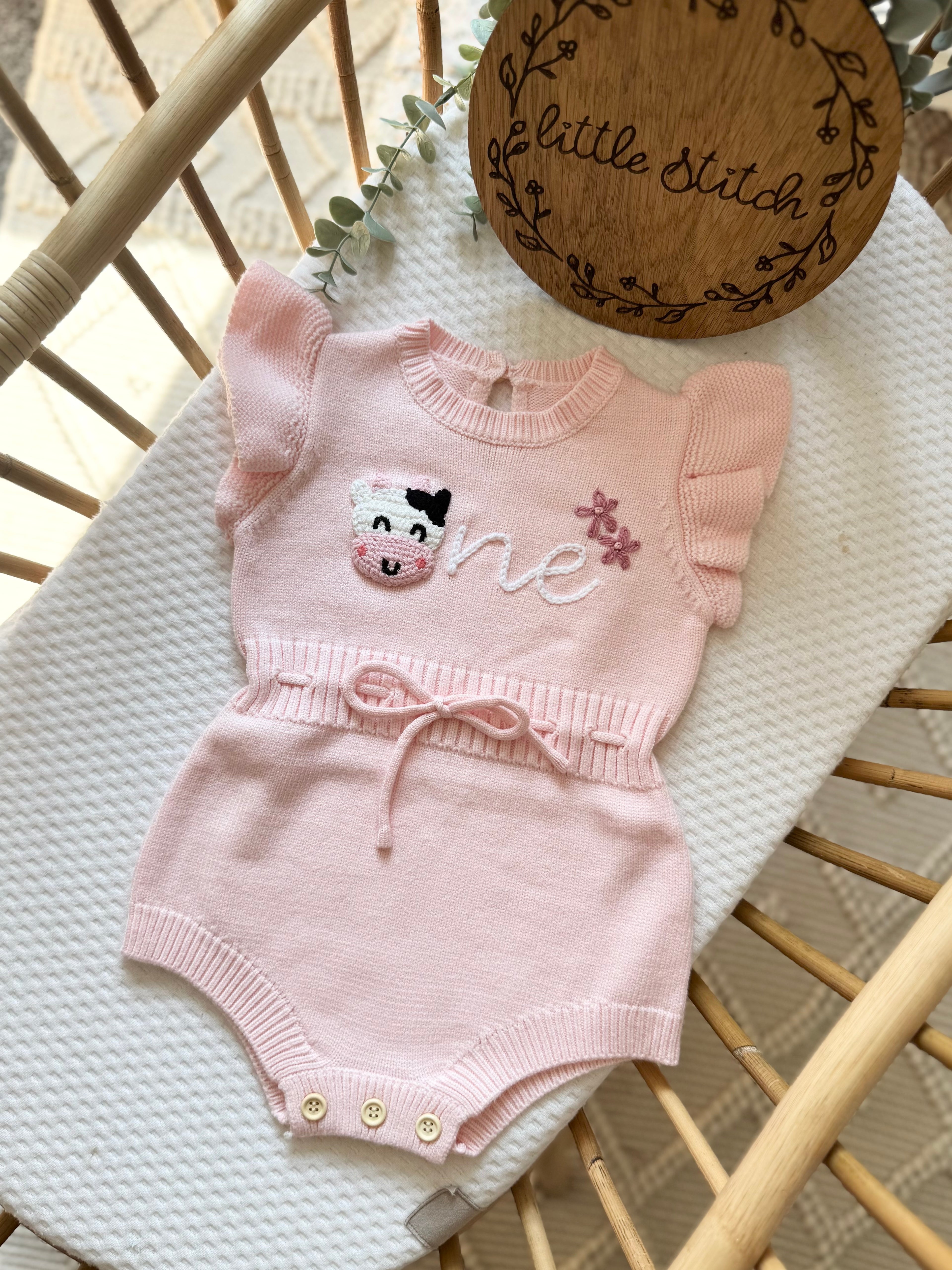 Cow theme romper - 9-12m