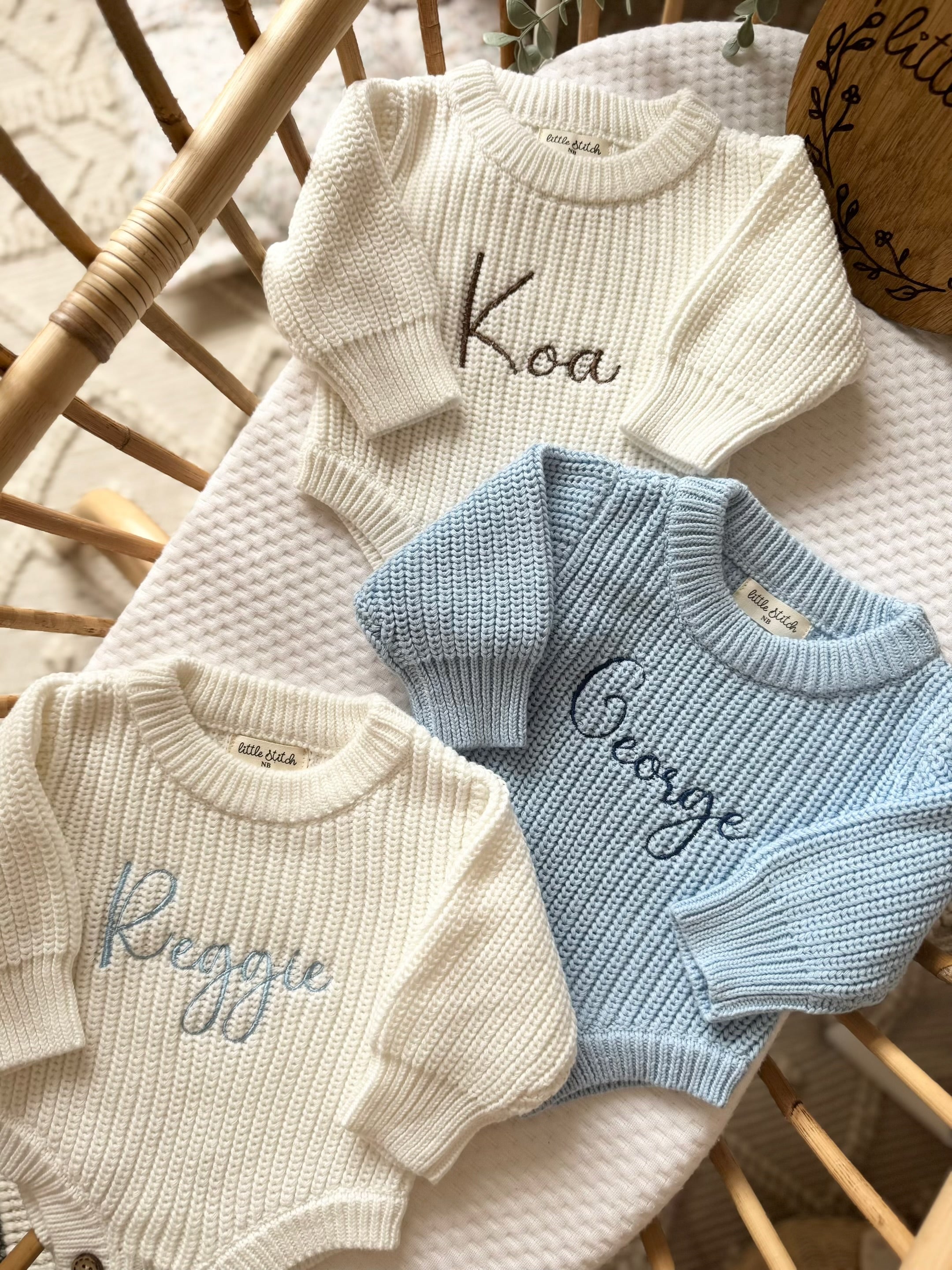 Newborn knitted romper - plain name