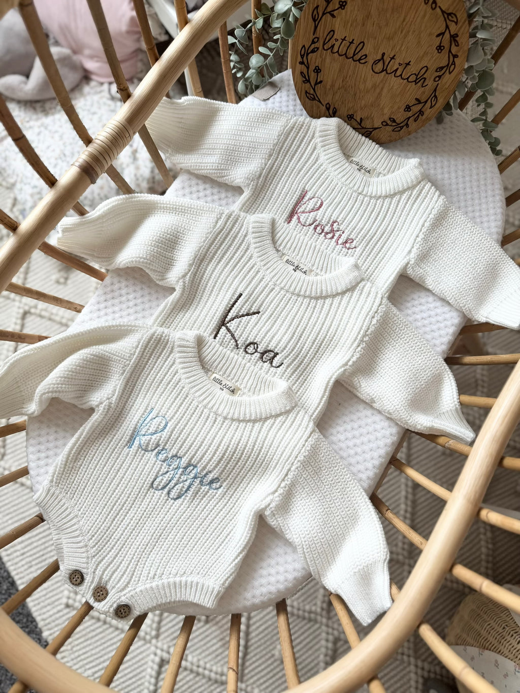 Newborn knitted romper - plain name
