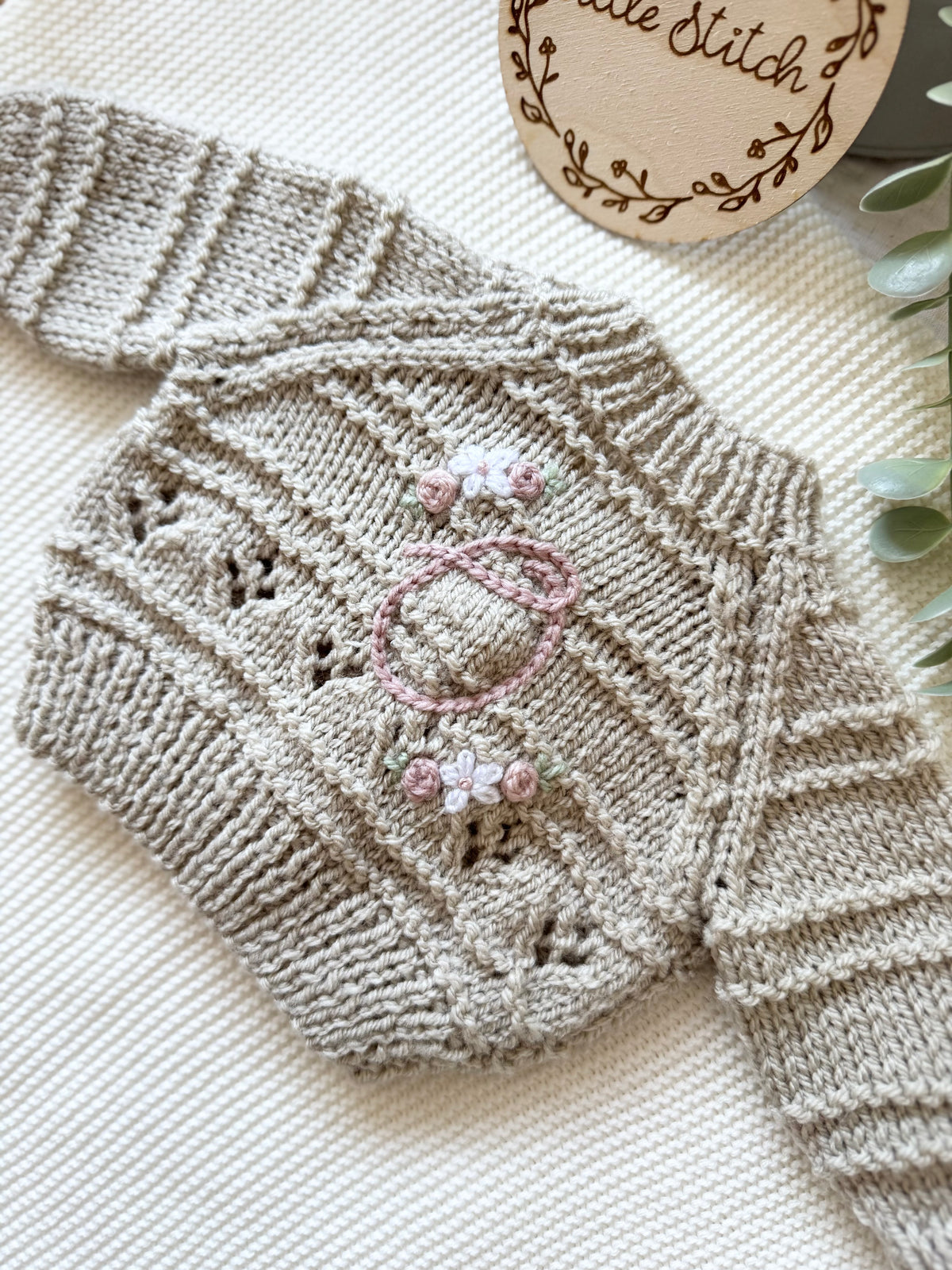 Hand embroidery add on - hand knitted cardigans ONLY