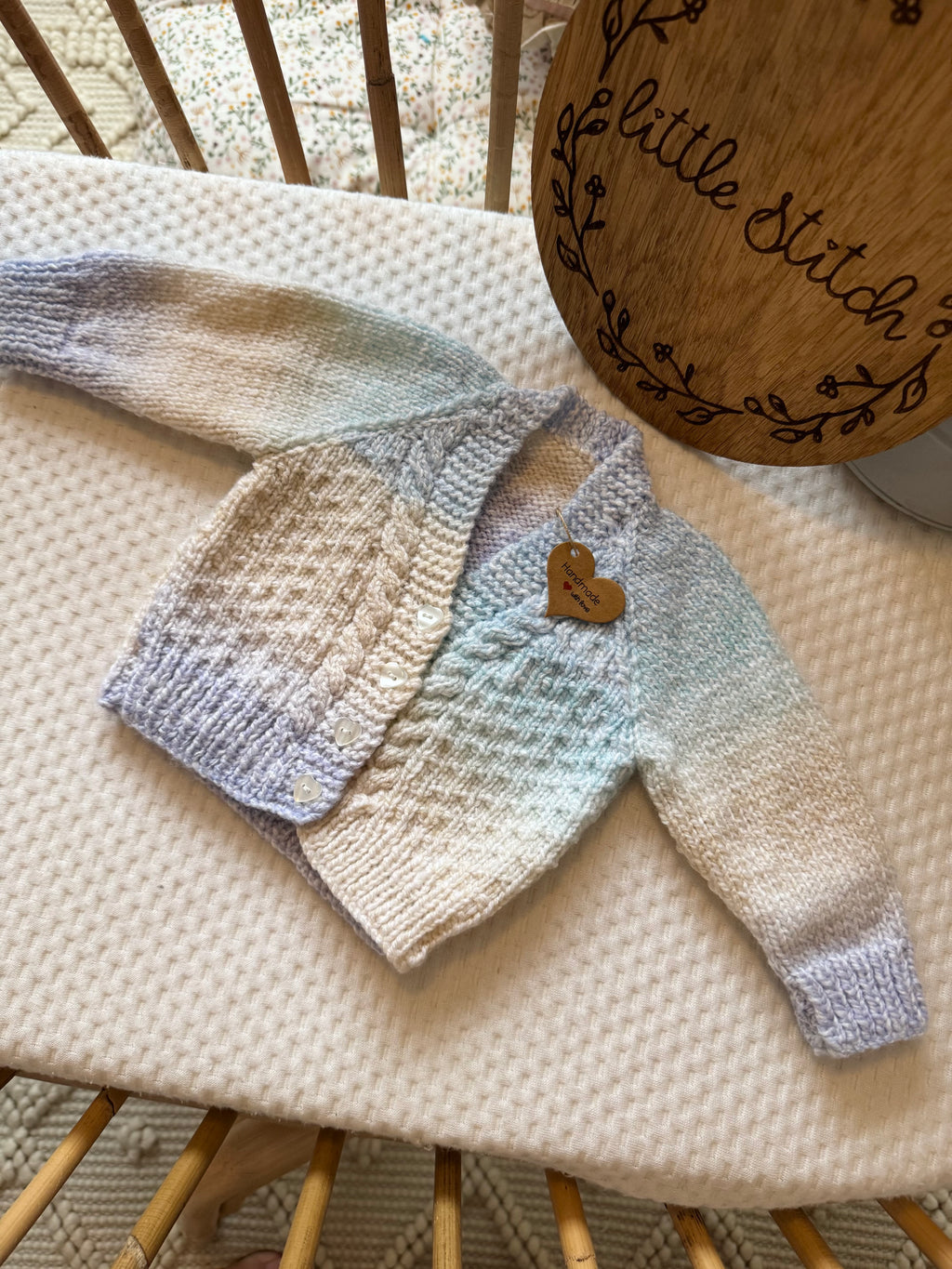 Pastel newborn handknitted cardigan