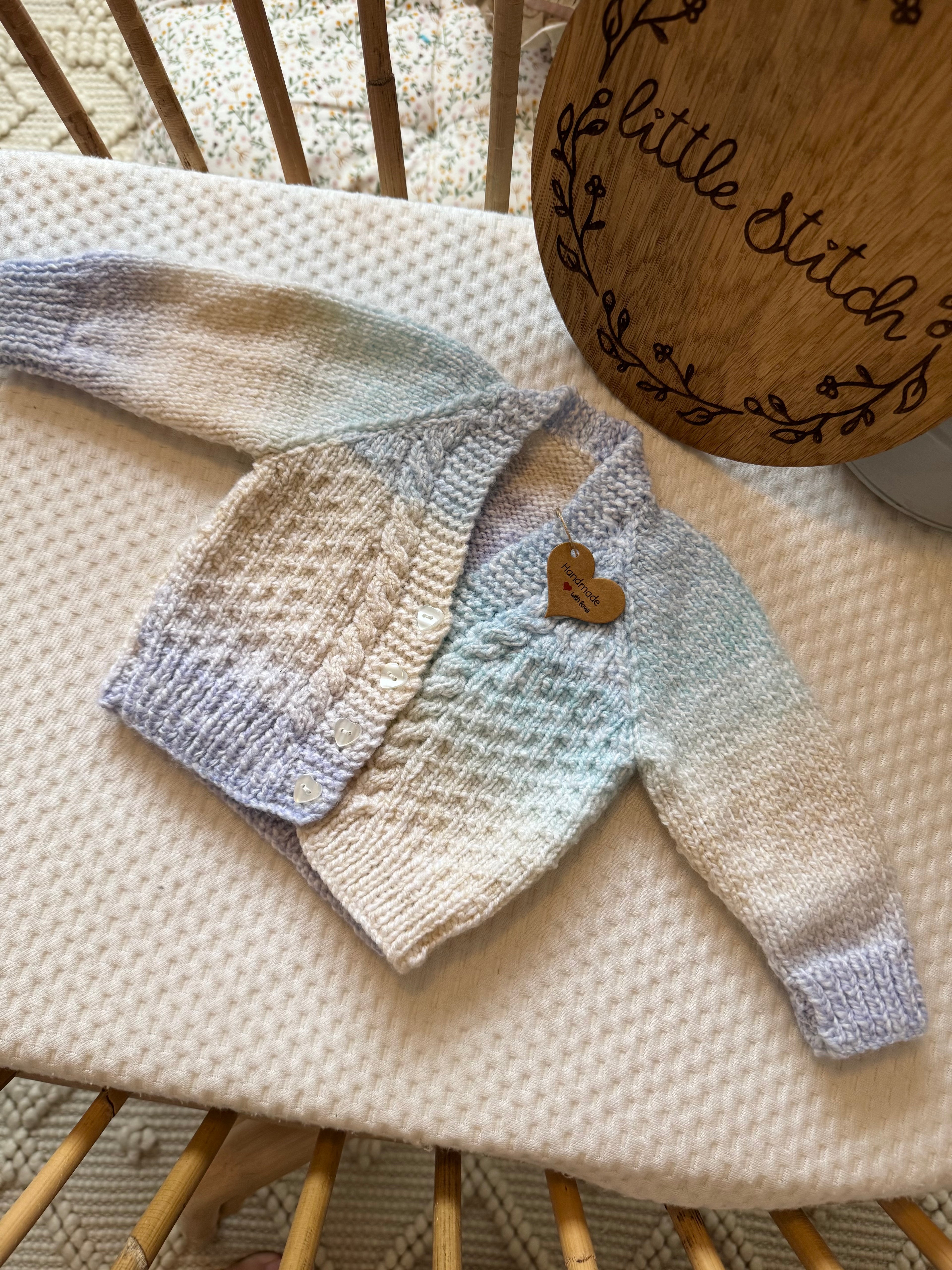 Pastel newborn handknitted cardigan