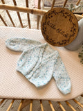 Speckle blue newborn handknitted cardigan