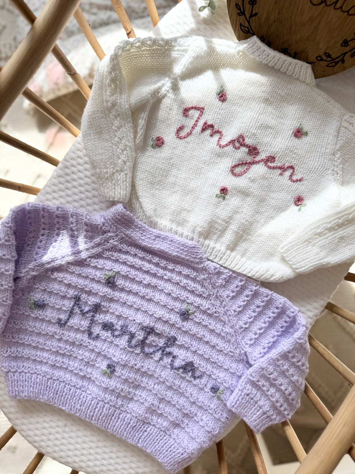 Hand embroidery add on - hand knitted cardigans ONLY