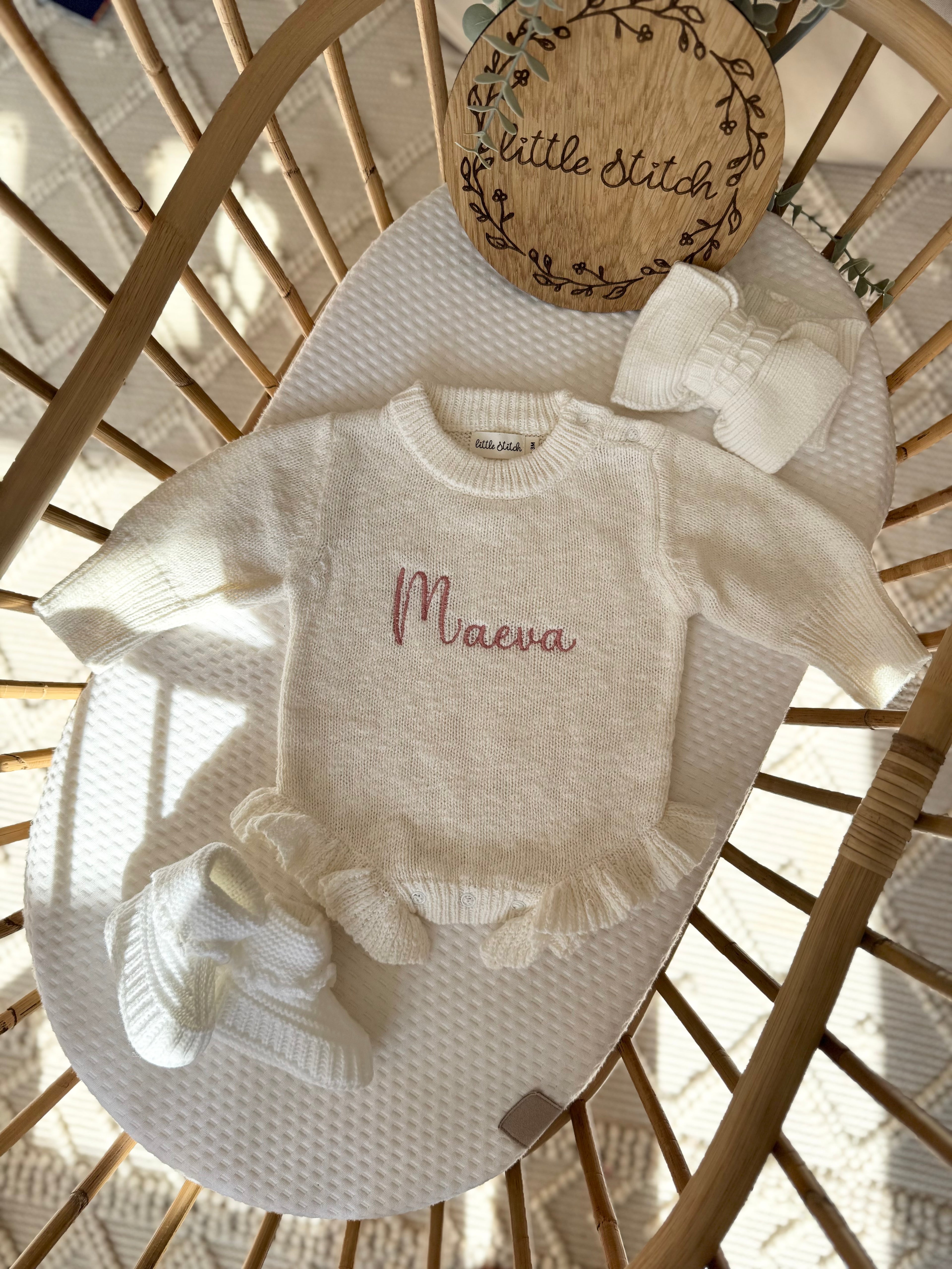 White frill romper - plain name only