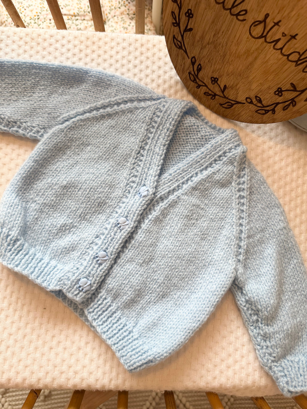 Blue 0-3m handknitted cardigan
