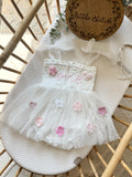 Pink crotchet dress - 12-18 (smaller fit)