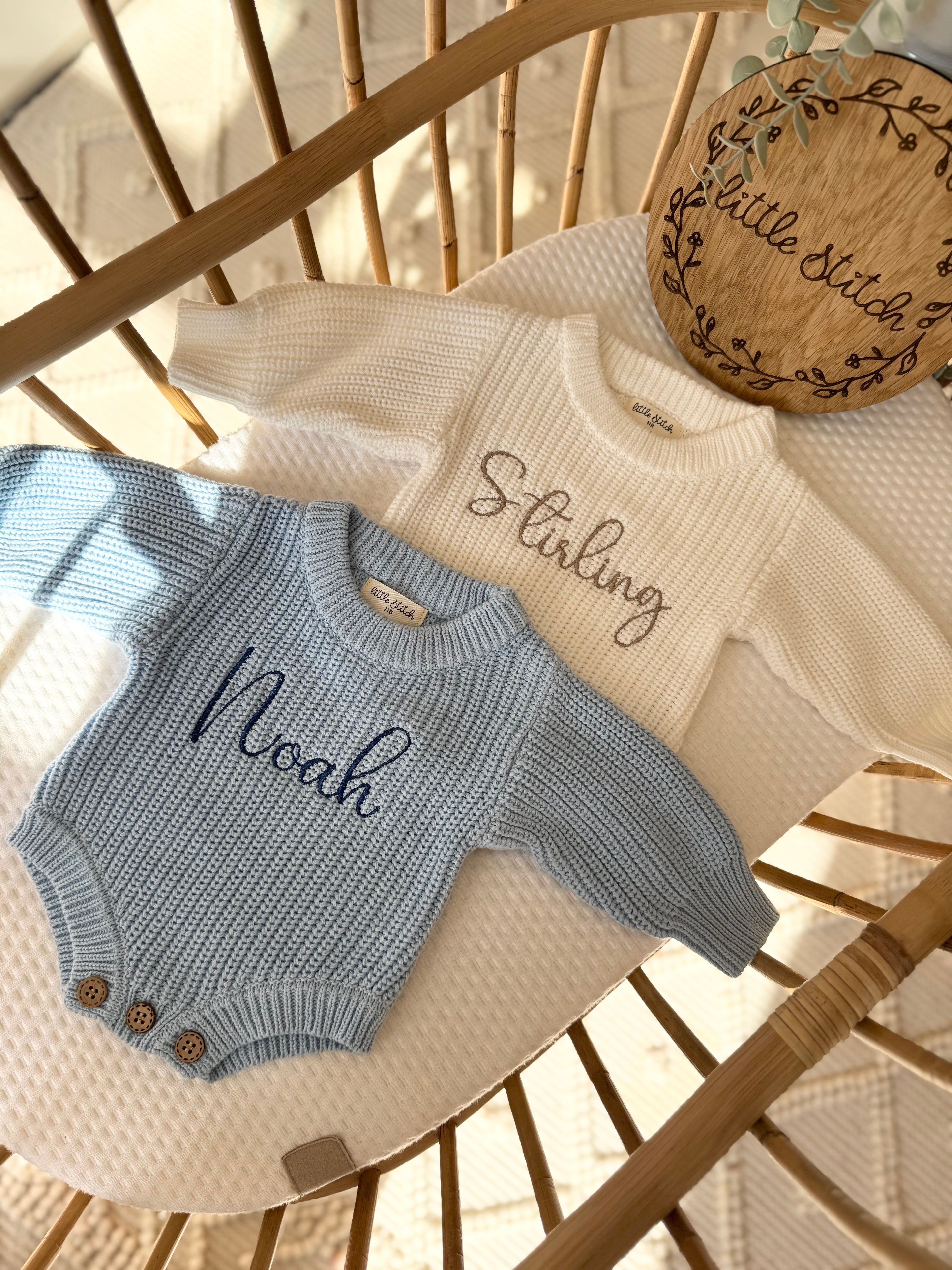 Newborn knitted romper - plain name
