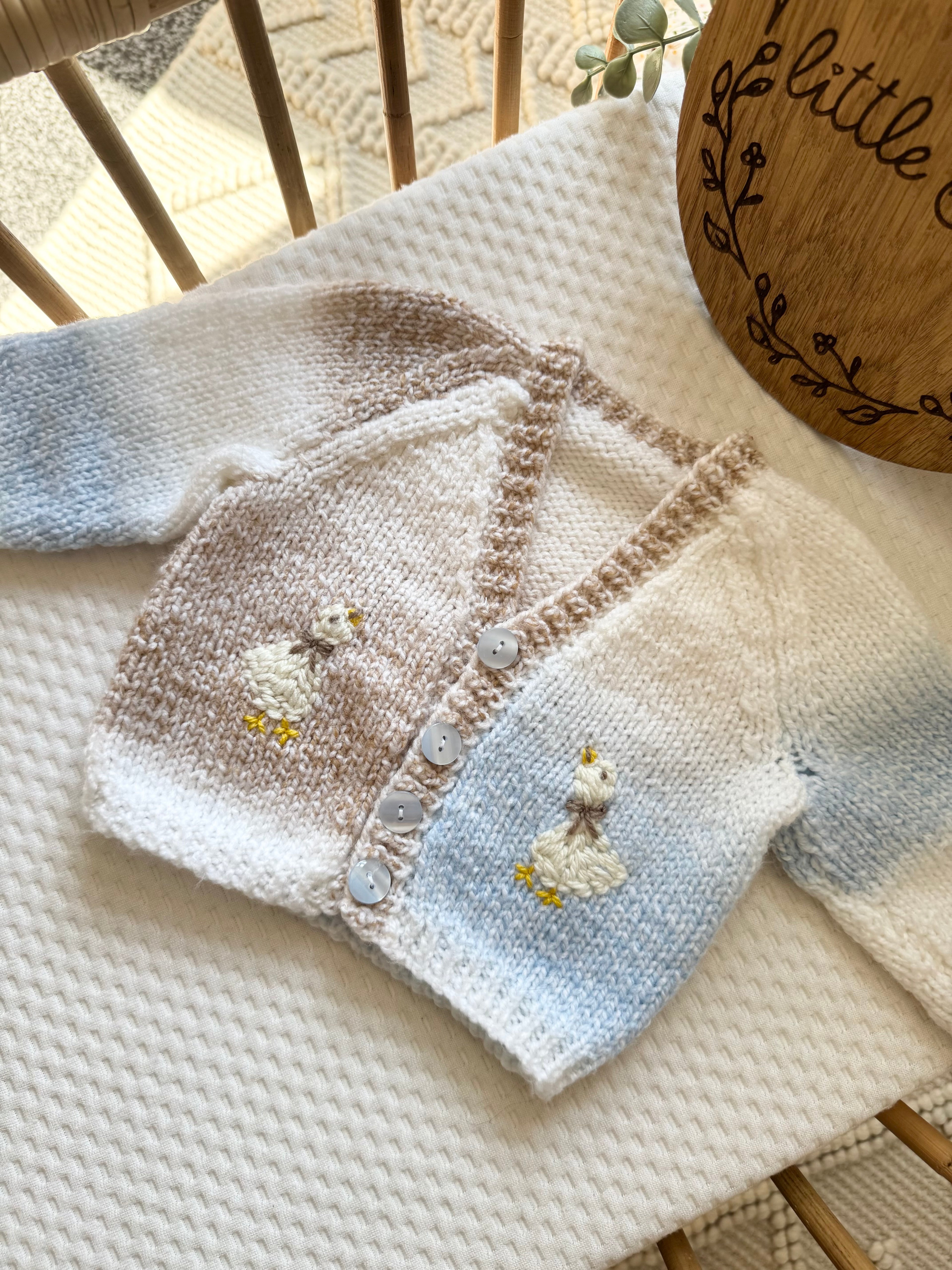 Duck theme 0-6m cardigan - (NAME NOT INCLUDED - add separate listing for a name)