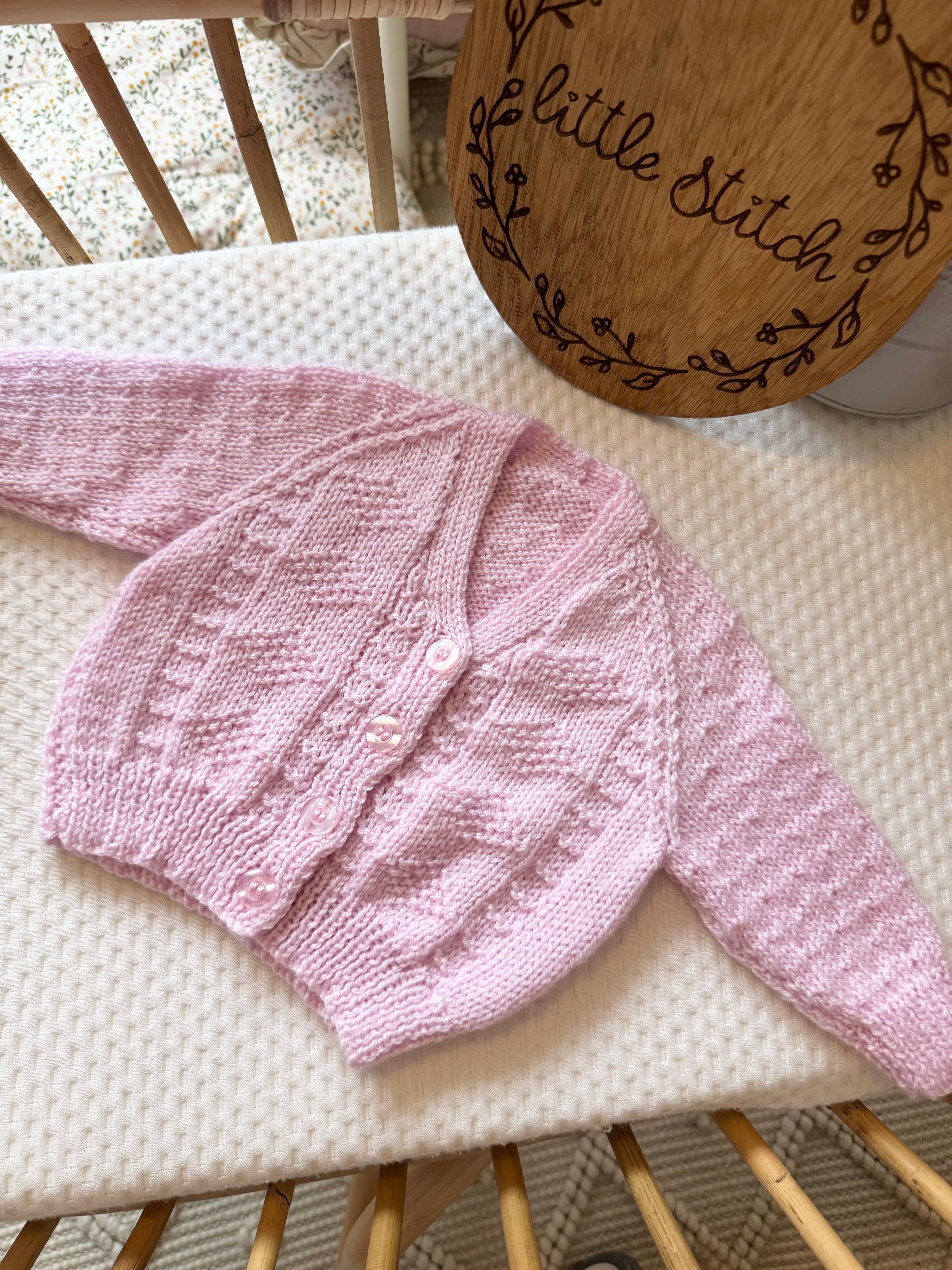 Pink 0-3m handknitted cardigan