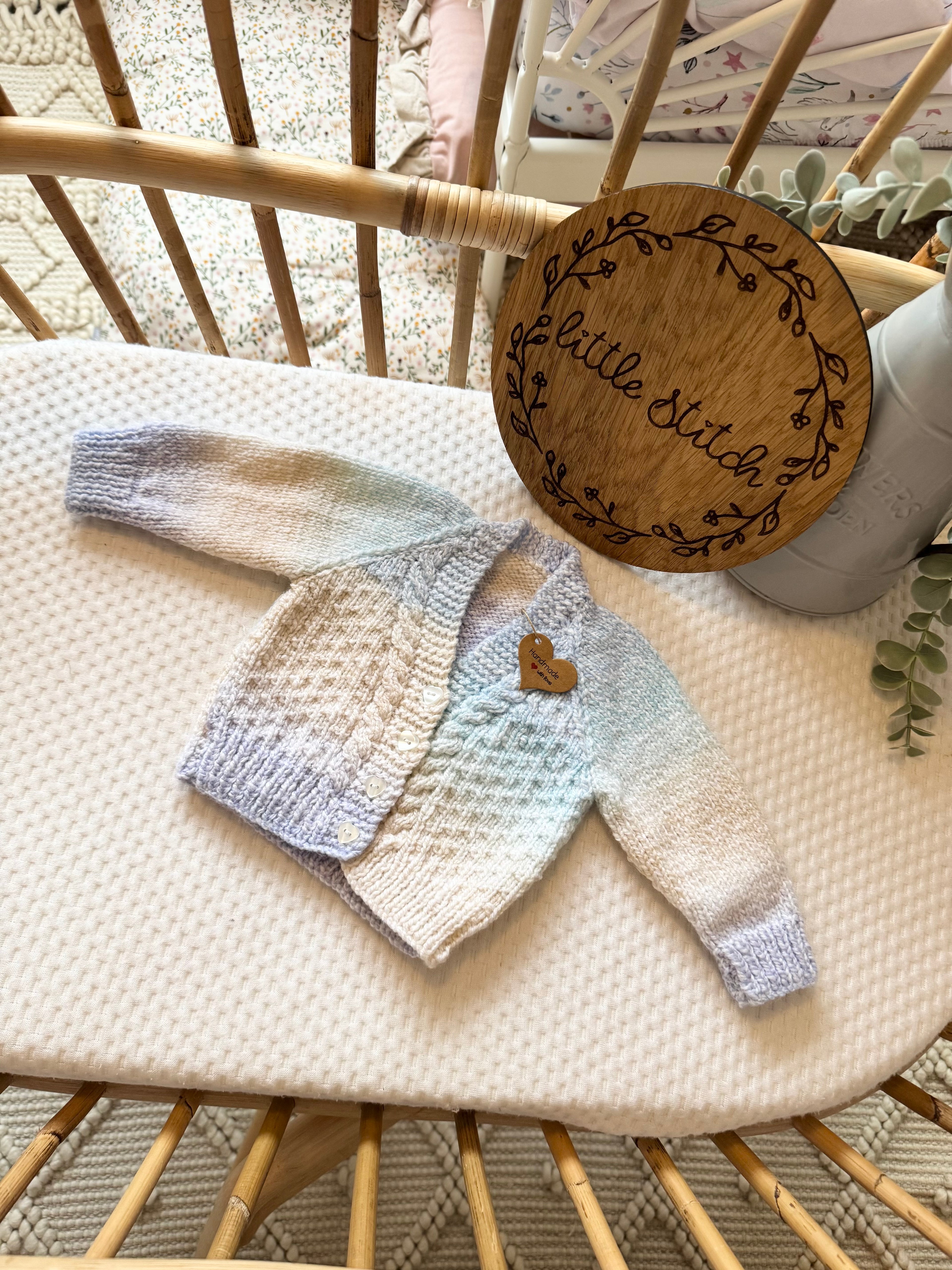 Pastel newborn handknitted cardigan