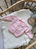 Pink 0-3m handknitted cardigan