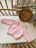 Pink 0-3m handknitted cardigan
