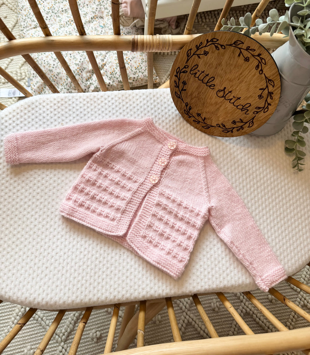 Pink 3-6m handknitted cardigan