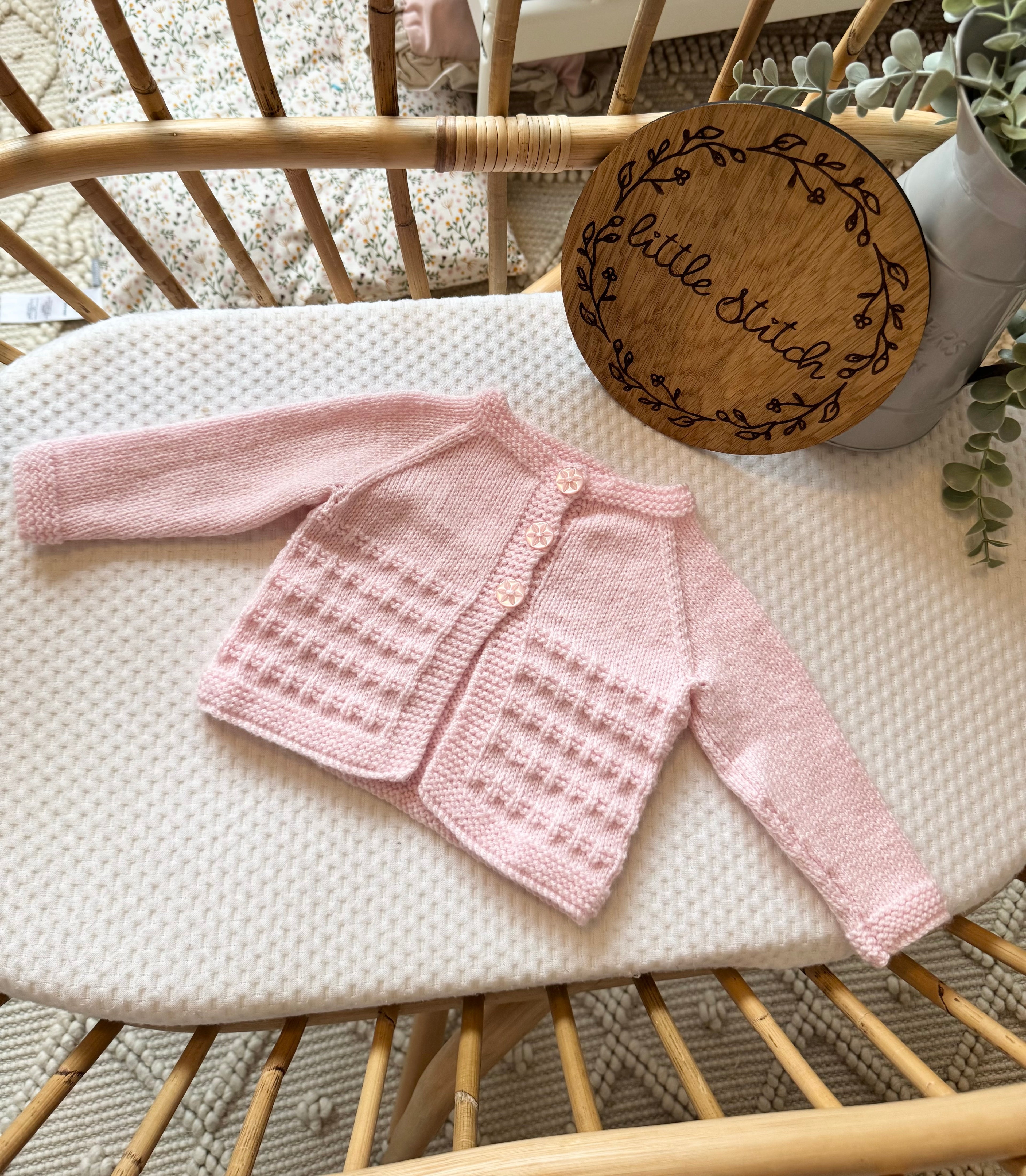 Pink 3-6m handknitted cardigan