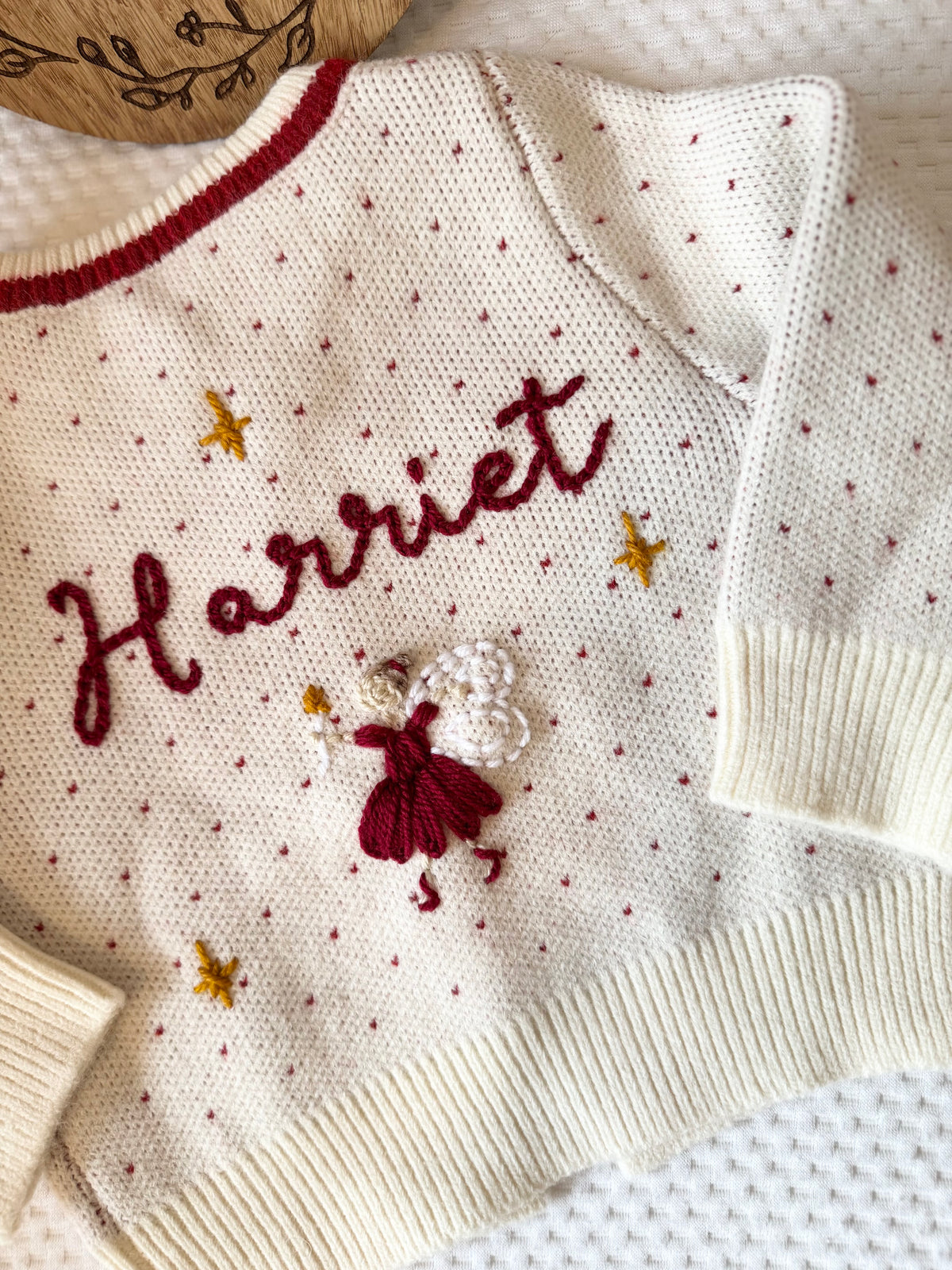 Fairy cardigan - cream and deep red
