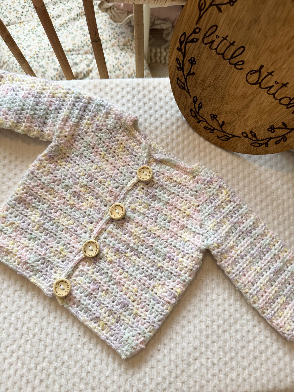 Pastel 3-6m handknitted cardigan