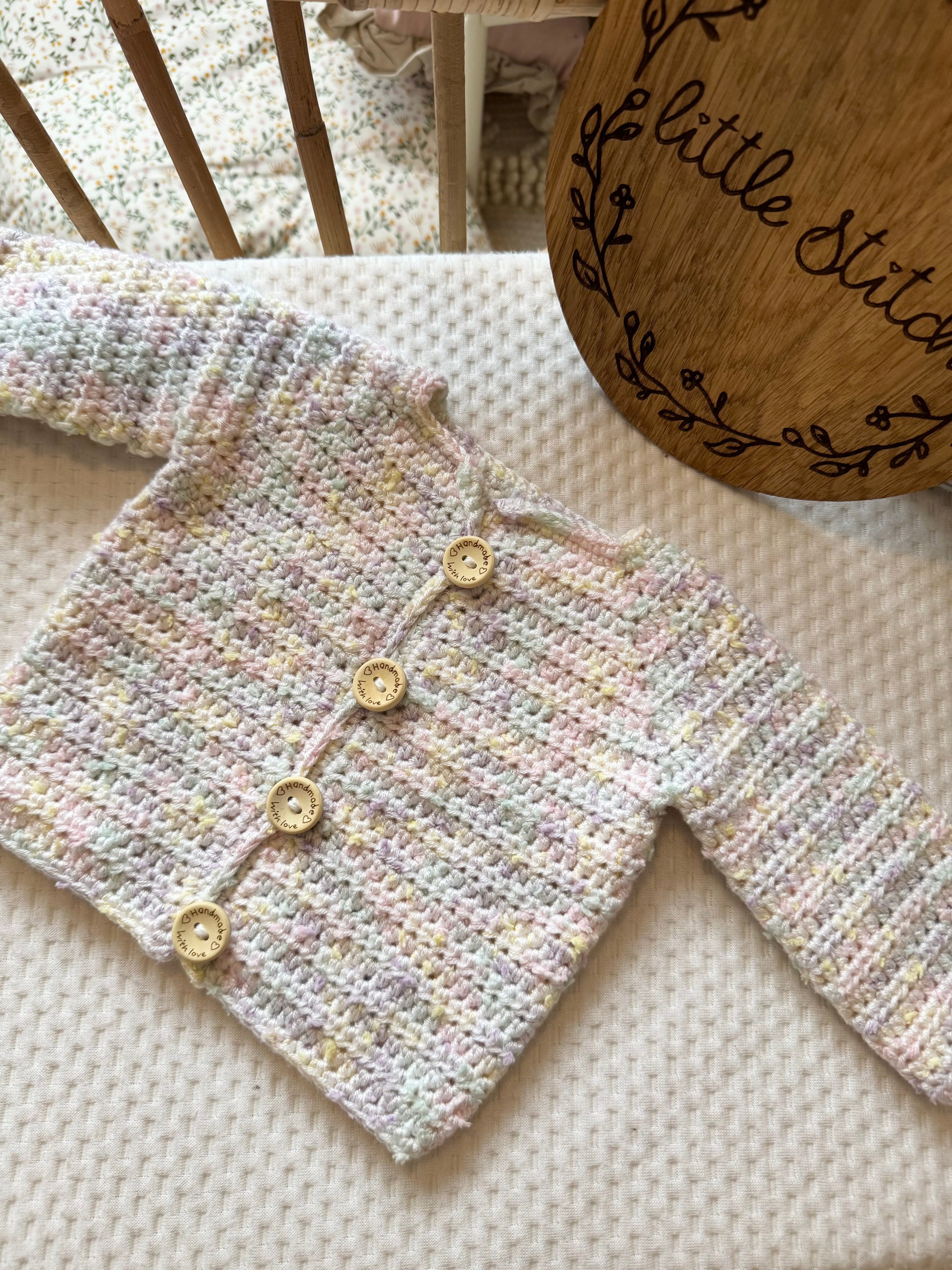 Pastel 3-6m handknitted cardigan
