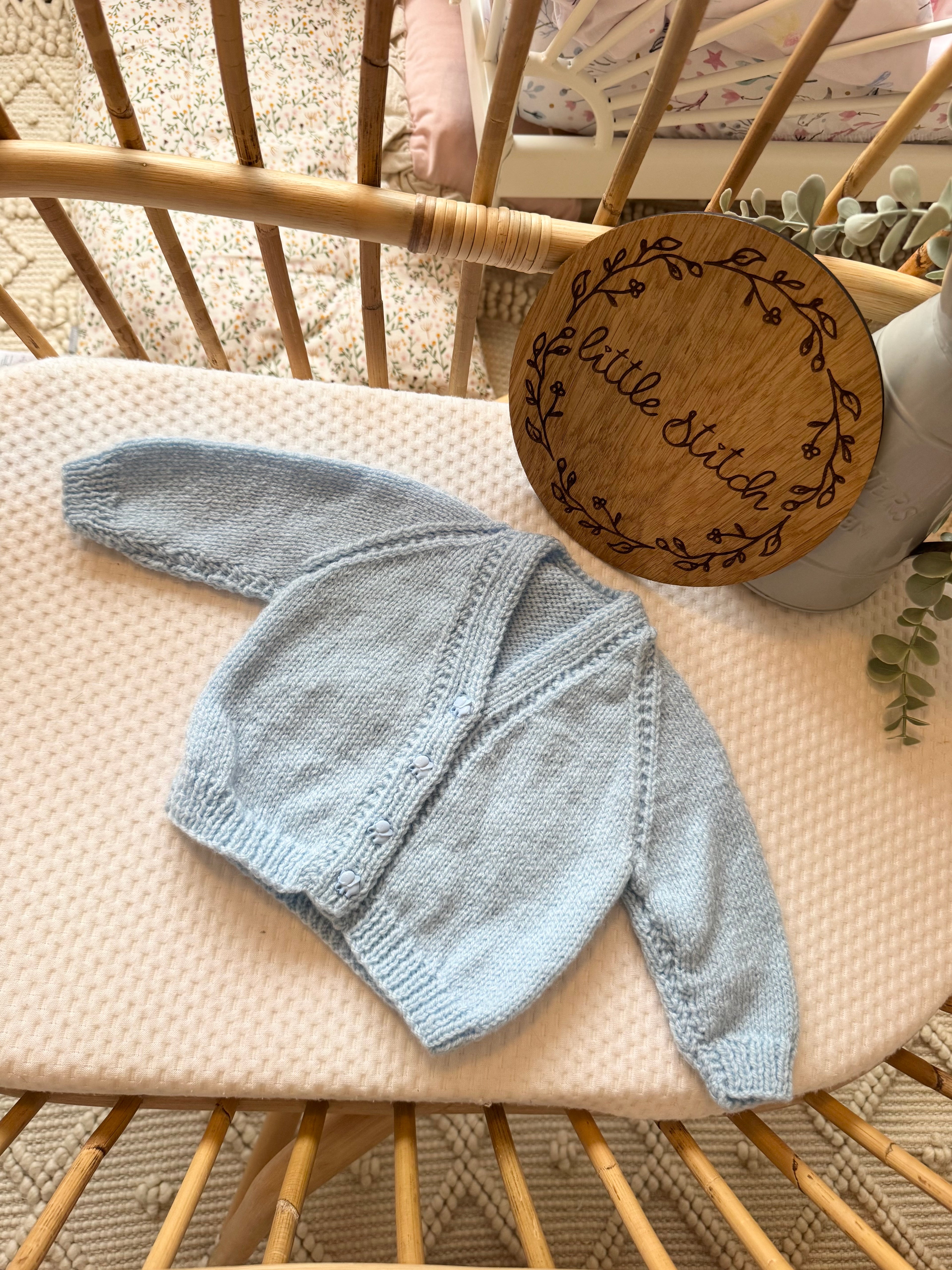 Blue 0-3m handknitted cardigan