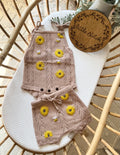 Sunflower and bees romper and shorts 9-12m
