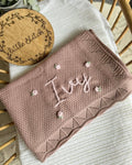 Name and roses design scallop blanket