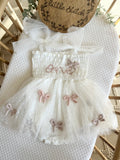 White bow dress 12-18 (smaller fit)
