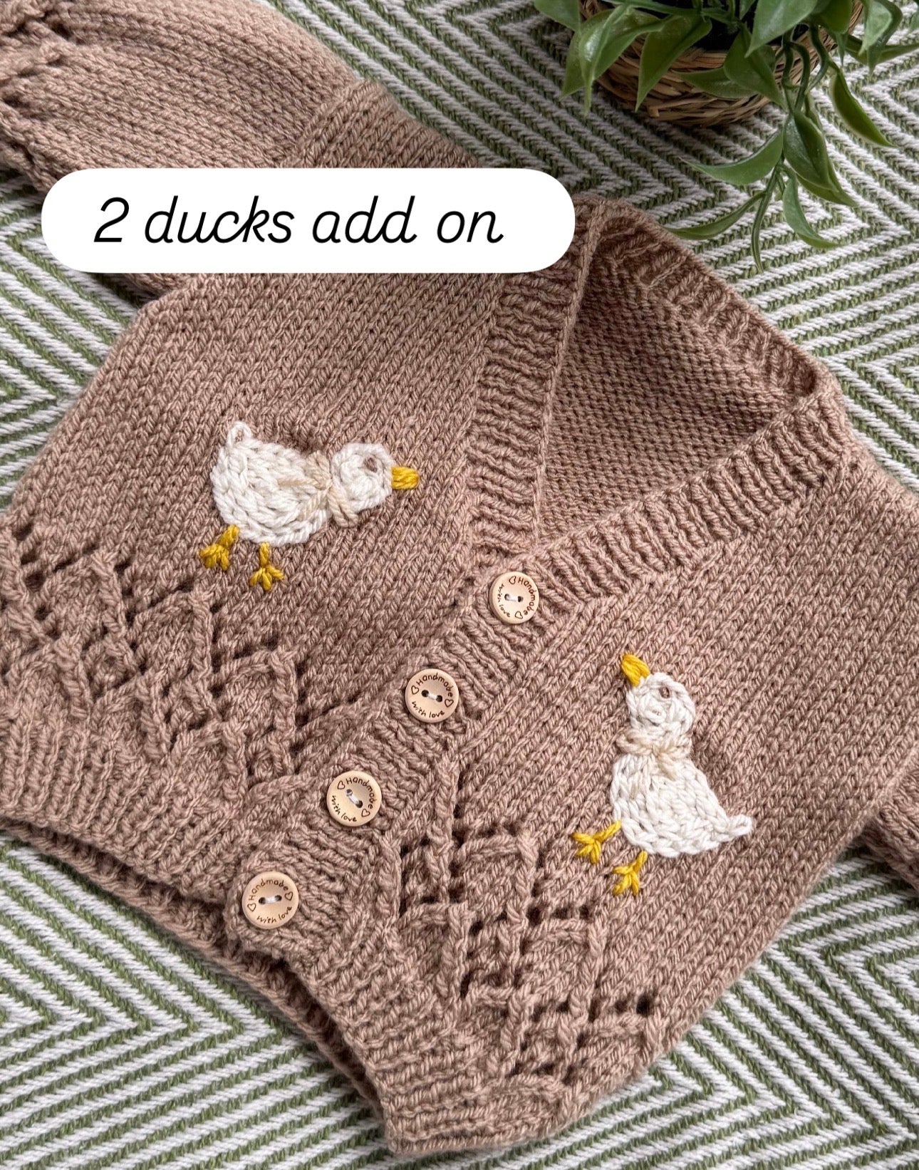 2 ducks add on- add to any handknitted cardigan