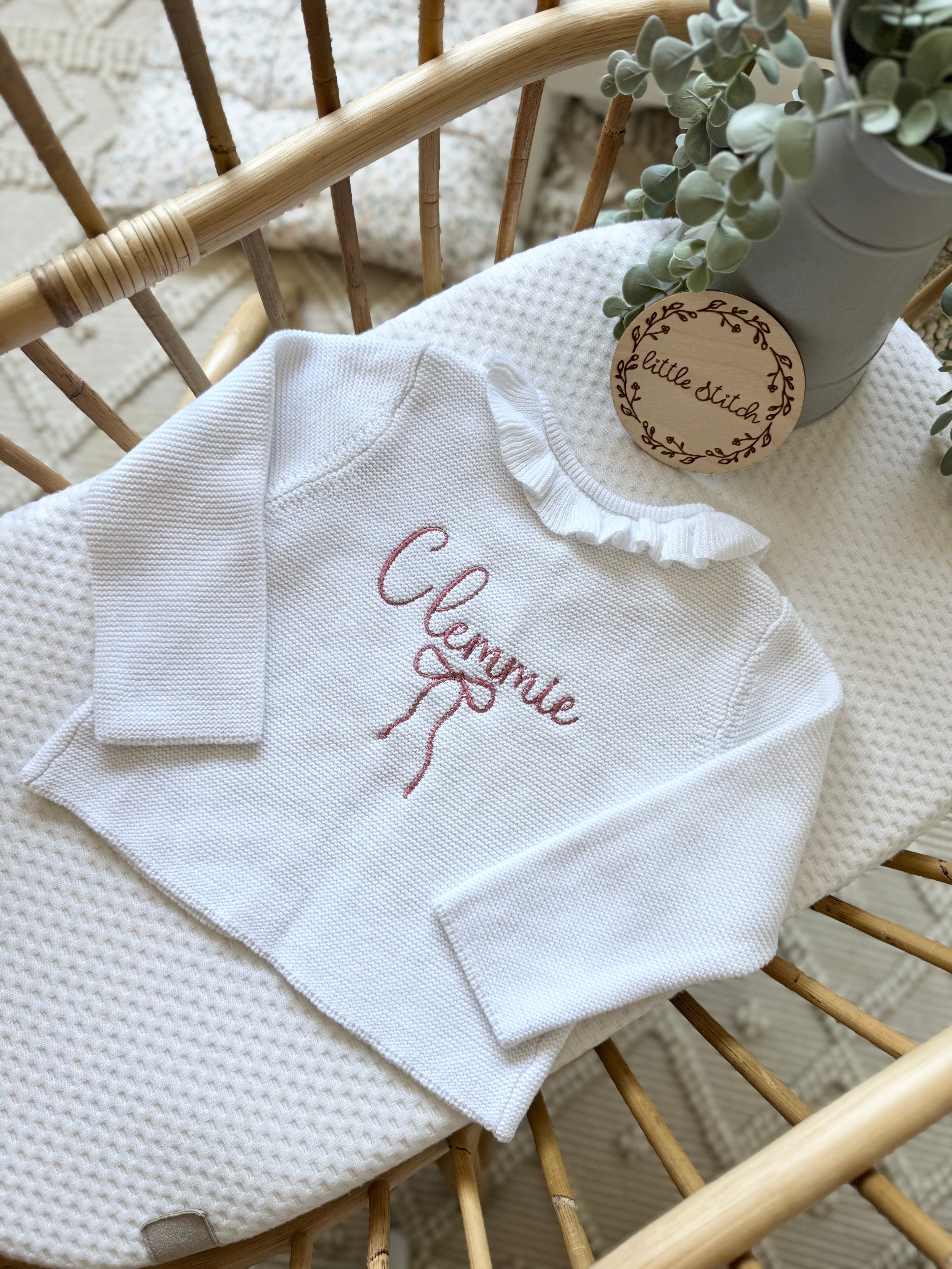 Name and bow cardigan