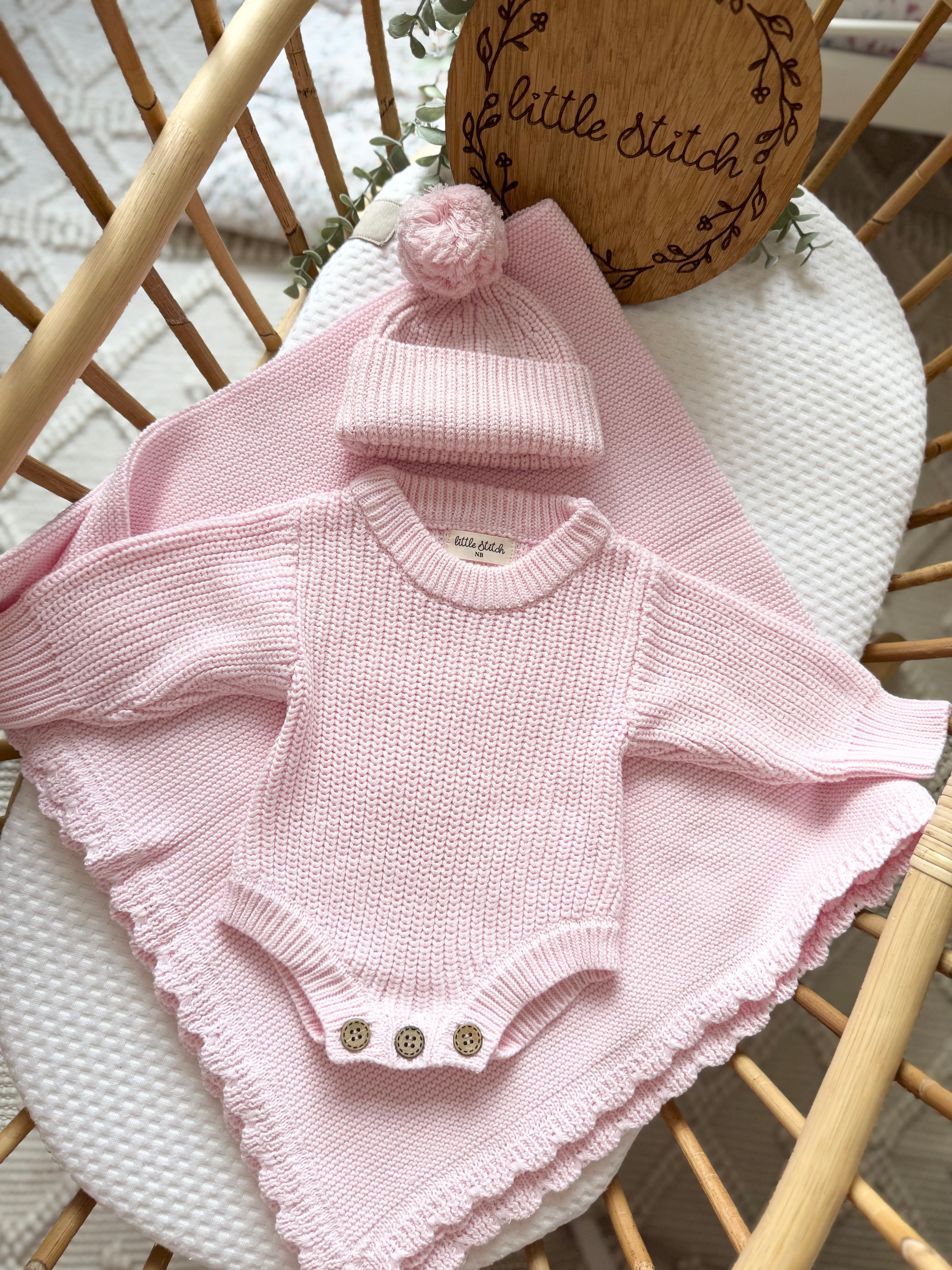 Pink 3 piece set - newborn - add name to notes