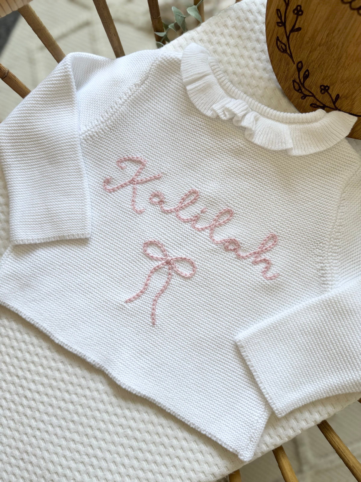 Hand embroidery add on - hand knitted cardigans ONLY