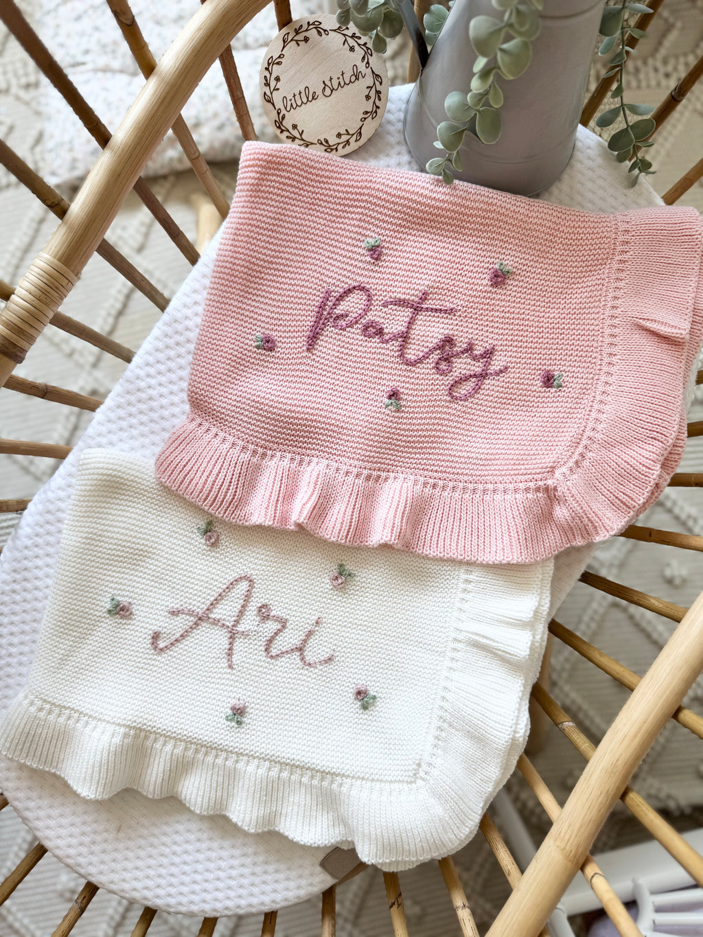Rose and name blanket (2-3 weeks turnaround)