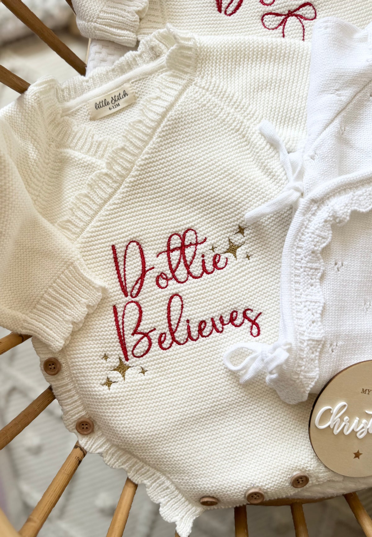 Christmas Believes scallop romper.