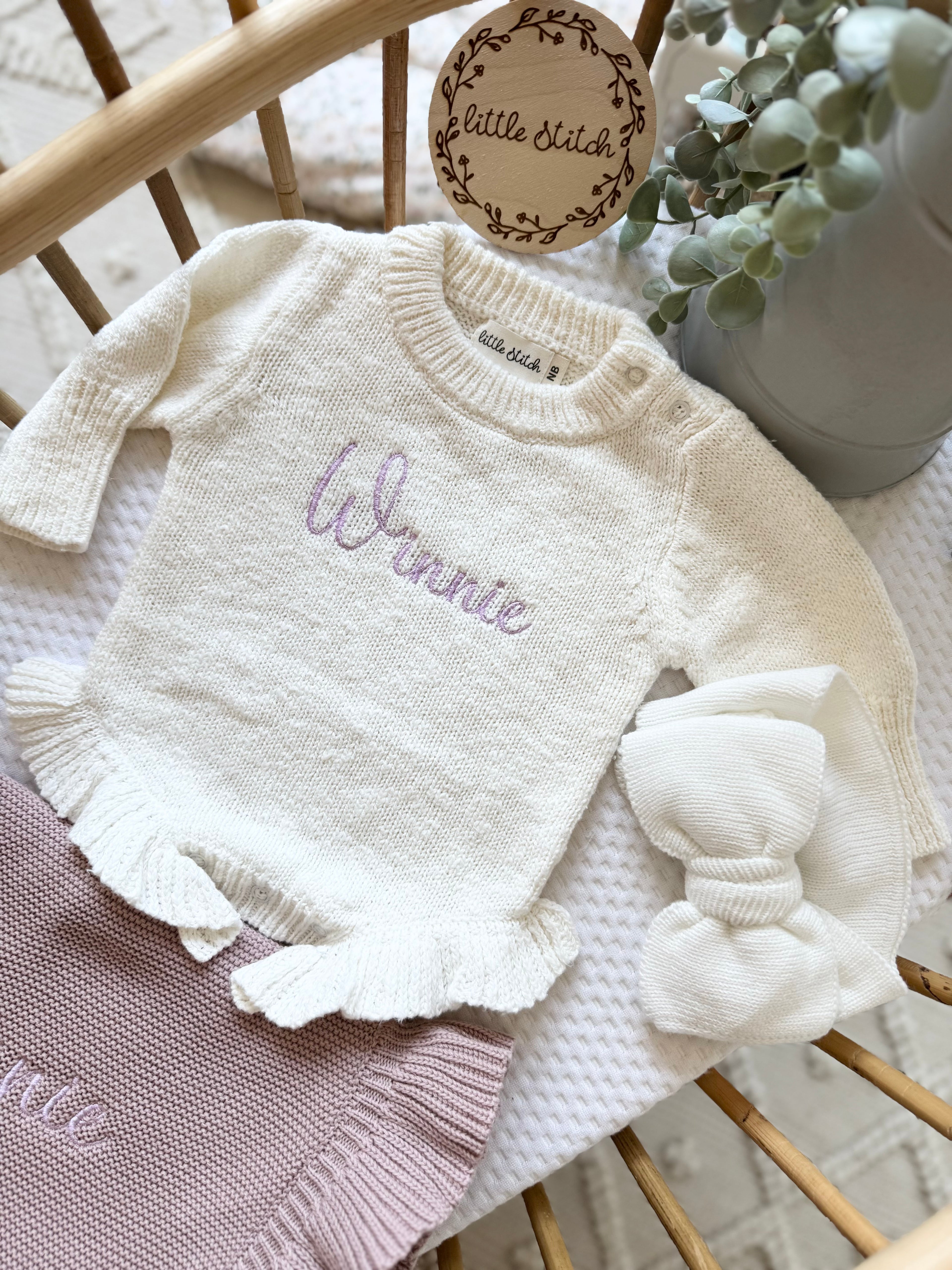 White frill romper - plain name only