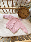 Pink 0-3m handknitted cardigan