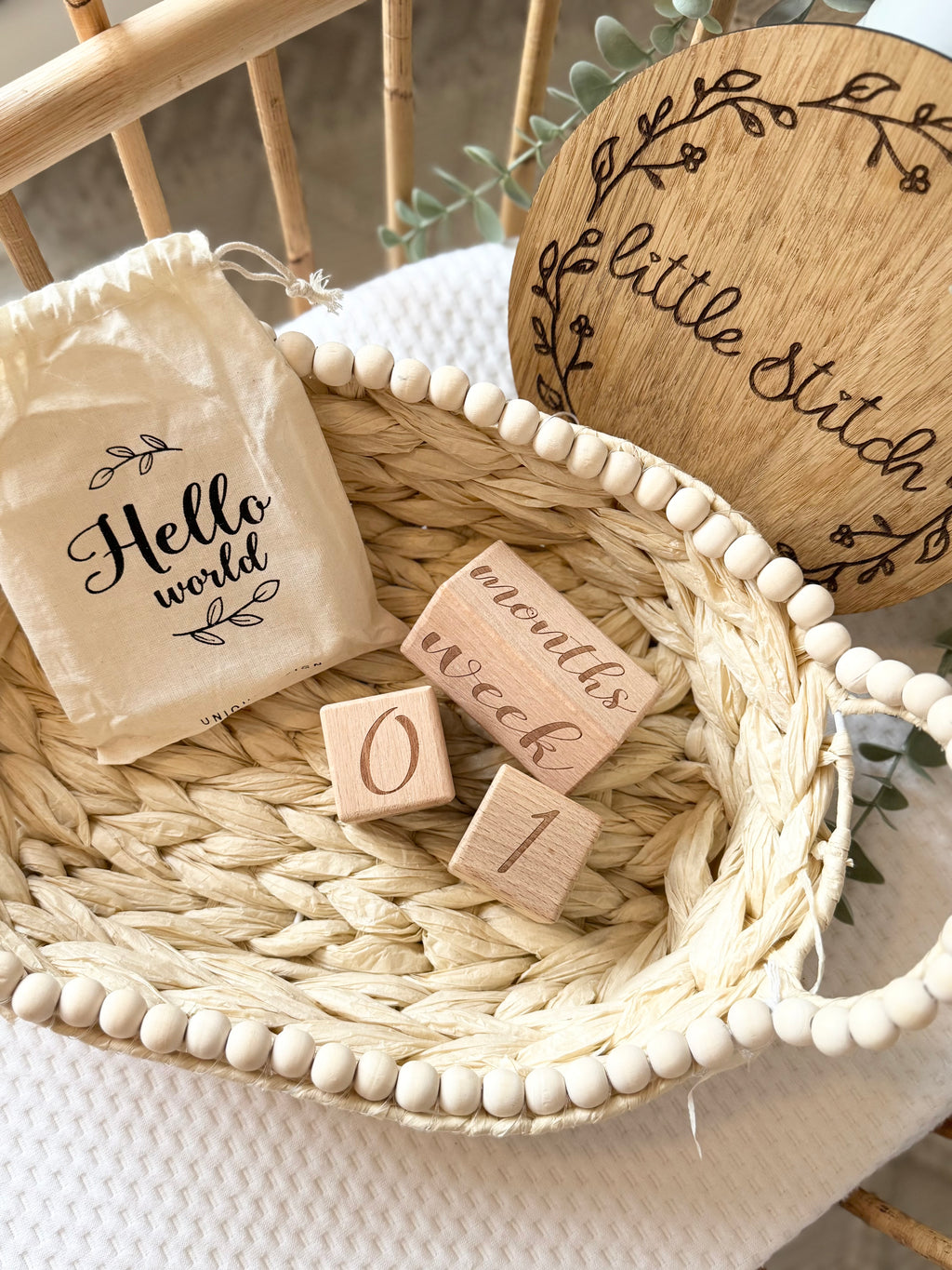Wooden milestone blocks.