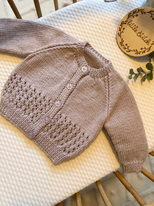 0-3m purple handknitted cardigan